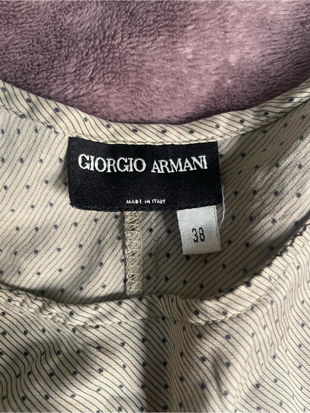 Giorgio Armani Cream Blouse with Black Dot Pattern